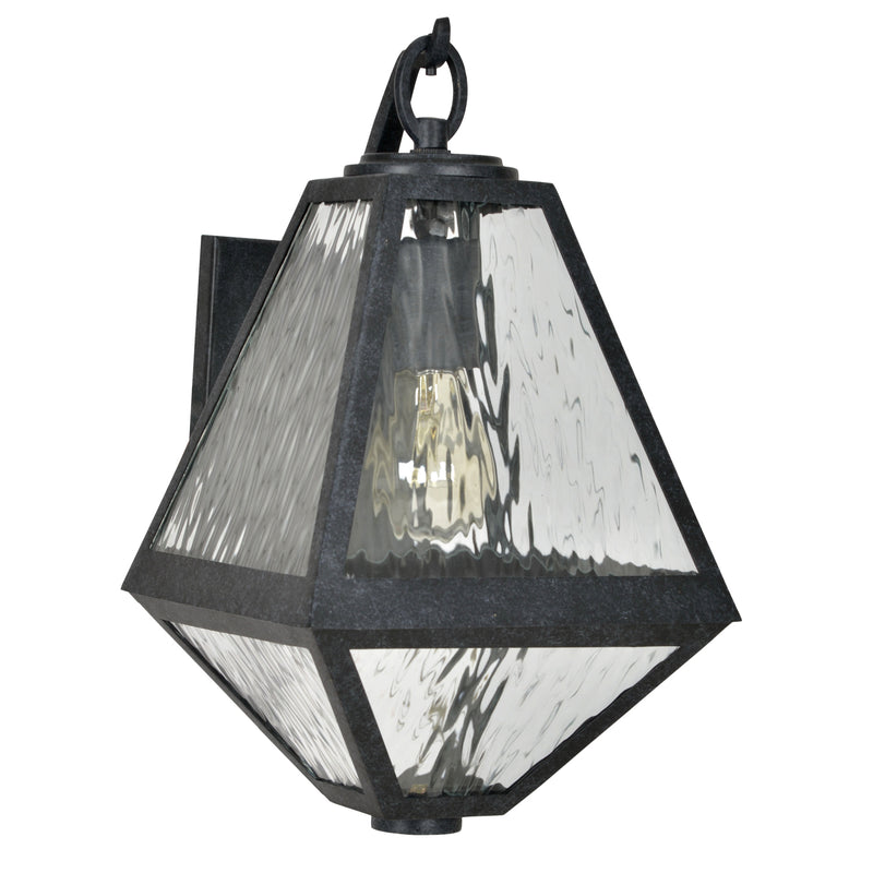 Crystorama GLA-9701-WT-BC One Light Outdoor Wall Sconce, Black Charcoal