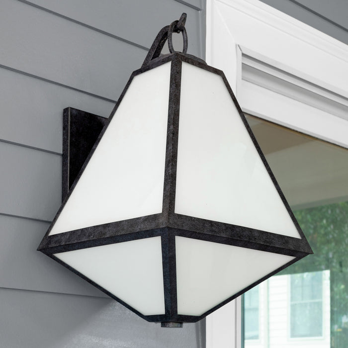 Crystorama GLA-9702-OP-BC Three Light Outdoor Wall Sconce, Black Charcoal