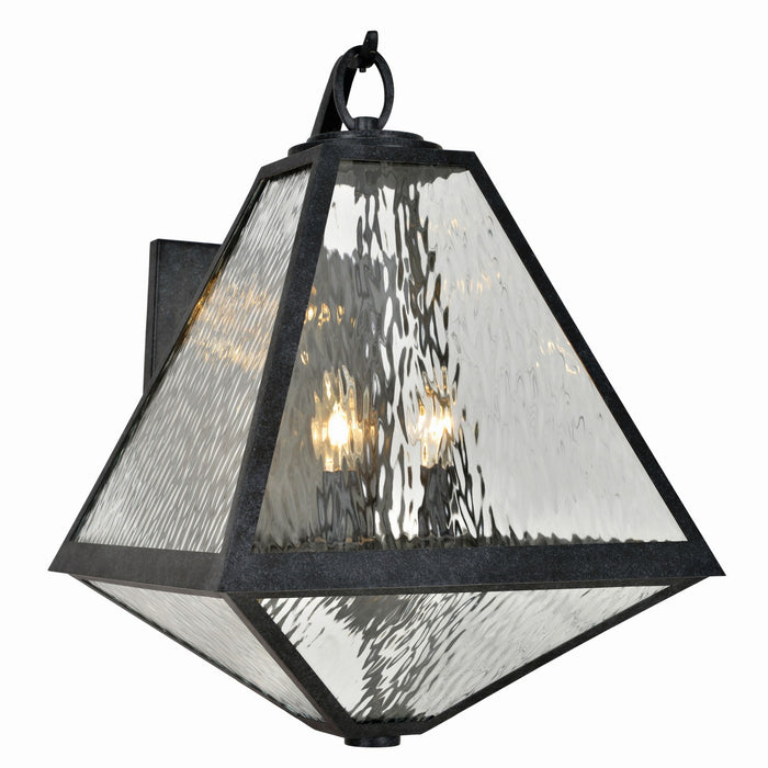 Crystorama GLA-9702-WT-BC Three Light Outdoor Wall Sconce, Black Charcoal