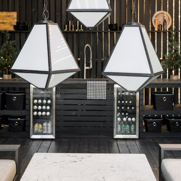 Crystorama GLA-9705-OP-BC Three Light Outdoor Chandelier, Black Charcoal