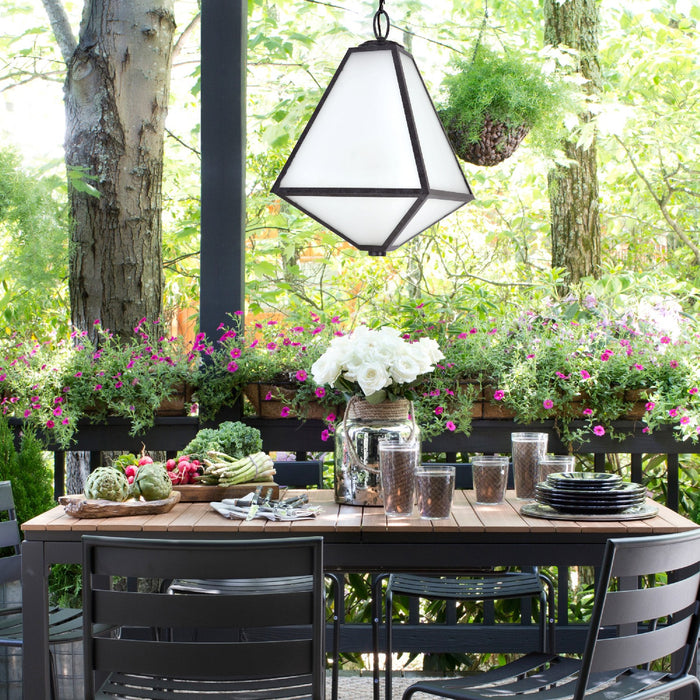 Crystorama GLA-9705-OP-BC Three Light Outdoor Chandelier, Black Charcoal