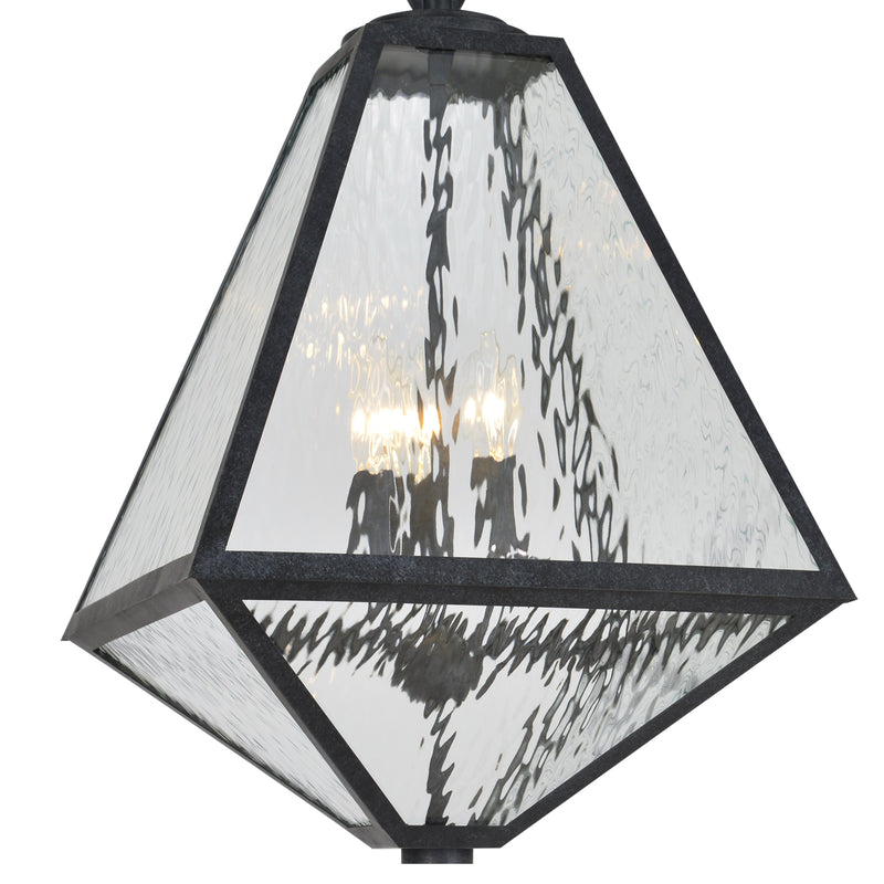 Crystorama GLA-9705-WT-BC Three Light Outdoor Chandelier, Black Charcoal