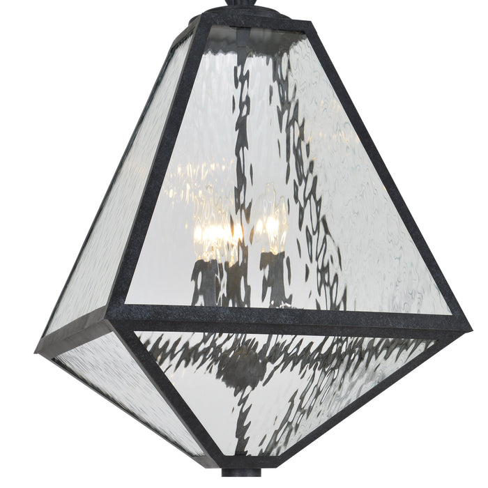 Crystorama GLA-9705-WT-BC Three Light Outdoor Chandelier, Black Charcoal