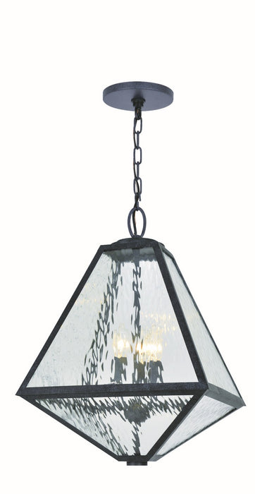 Crystorama GLA-9705-WT-BC Three Light Outdoor Chandelier, Black Charcoal