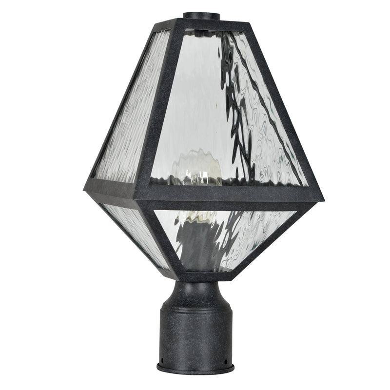Crystorama GLA-9707-WT-BC One Light Outdoor Post Mount, Black Charcoal