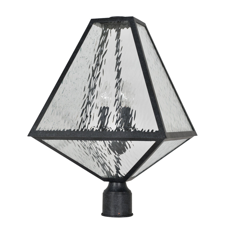 Crystorama GLA-9709-WT-BC Three Light Outdoor Post Mount, Black Charcoal