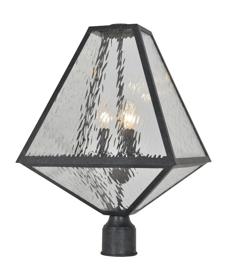 Crystorama GLA-9709-WT-BC Three Light Outdoor Post Mount, Black Charcoal