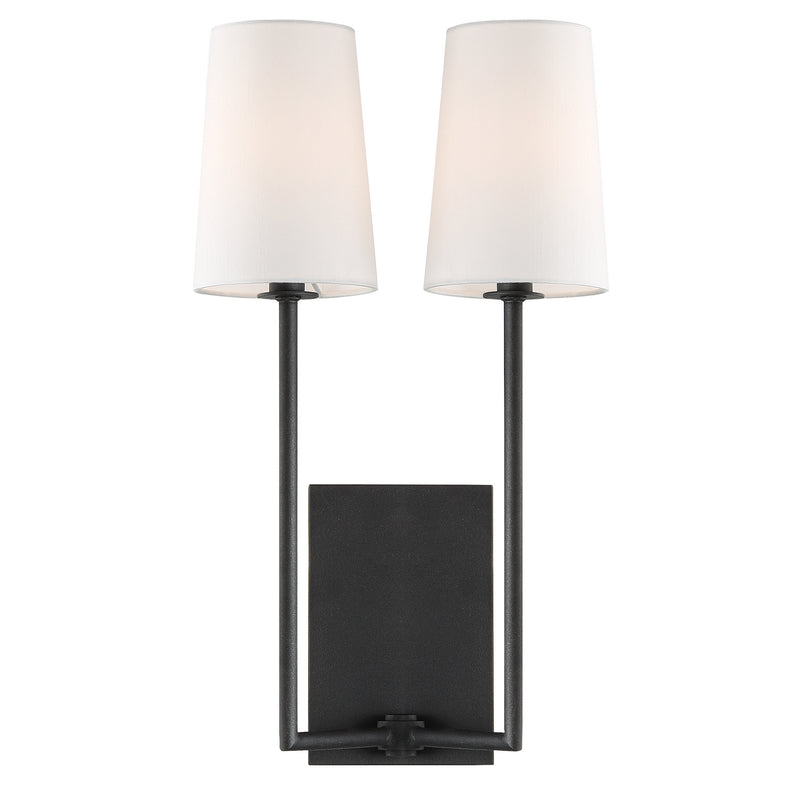 Crystorama LEN-252-BF Two Light Wall Sconce, Black Forged