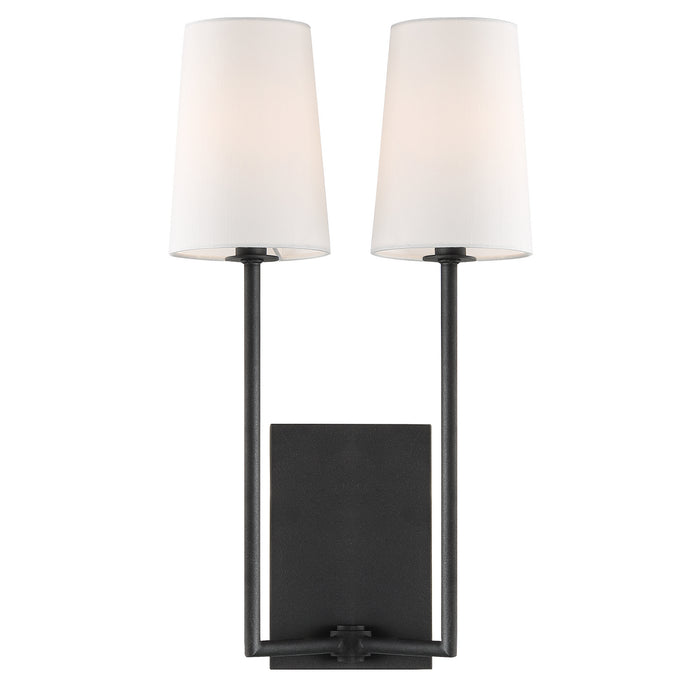 Crystorama LEN-252-BF Two Light Wall Sconce, Black Forged