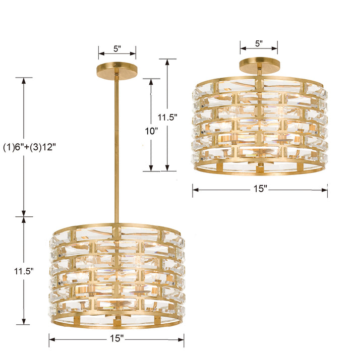 Crystorama MER-4865-GA Five Light Chandelier, Antique Gold