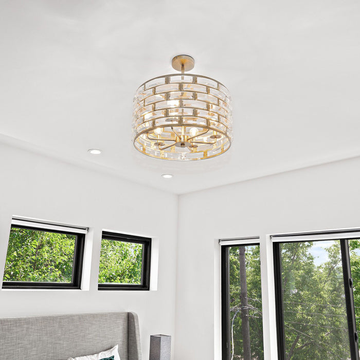 Crystorama MER-4866-GA Six Light Chandelier, Antique Gold