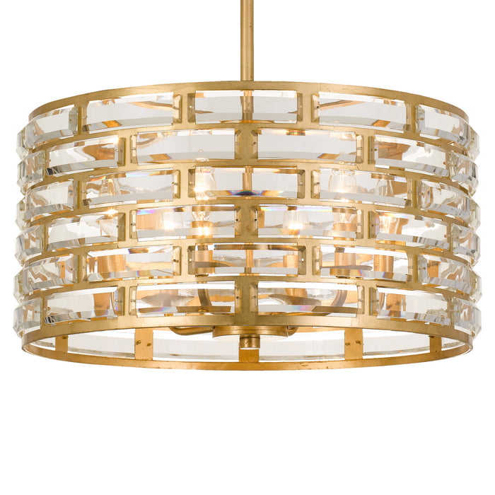 Crystorama MER-4866-GA Six Light Chandelier, Antique Gold