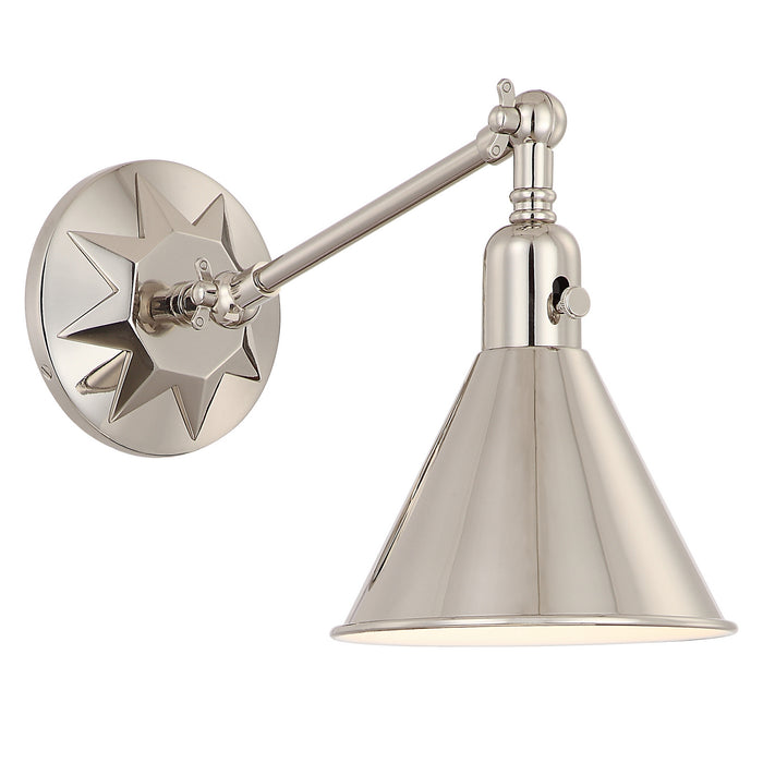 Crystorama MOR-8800-PN One Light Wall Sconce, Polished Nickel