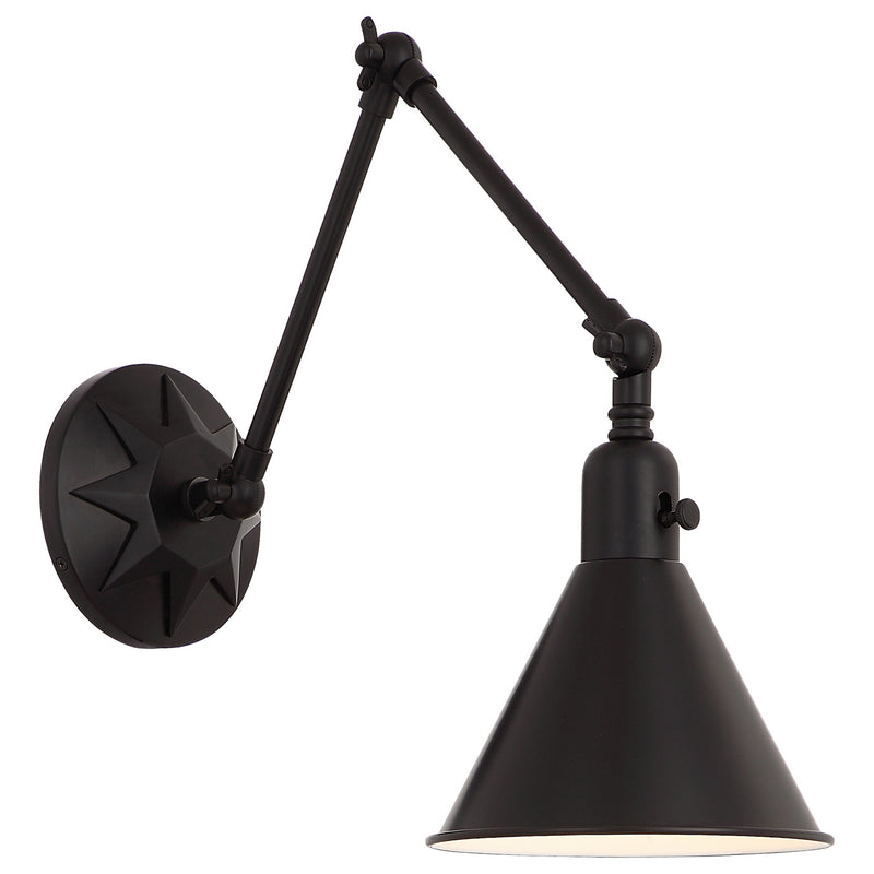 Crystorama MOR-8801-MK One Light Wall Sconce, Matte Black