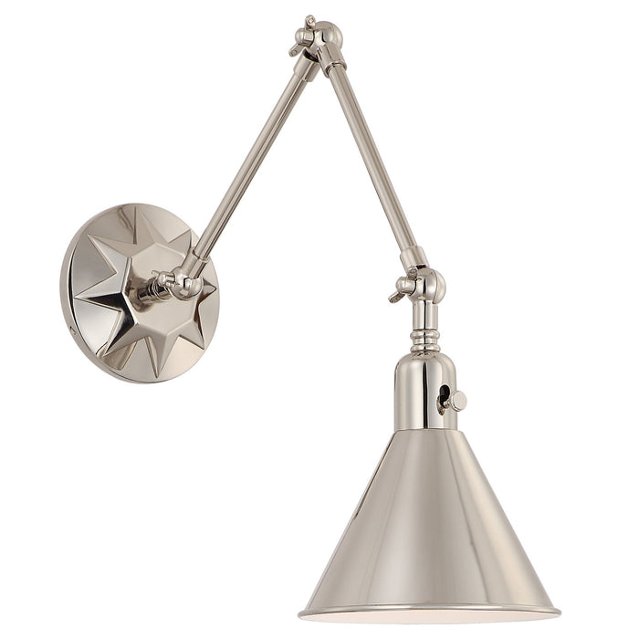 Crystorama MOR-8801-PN One Light Wall Sconce, Polished Nickel