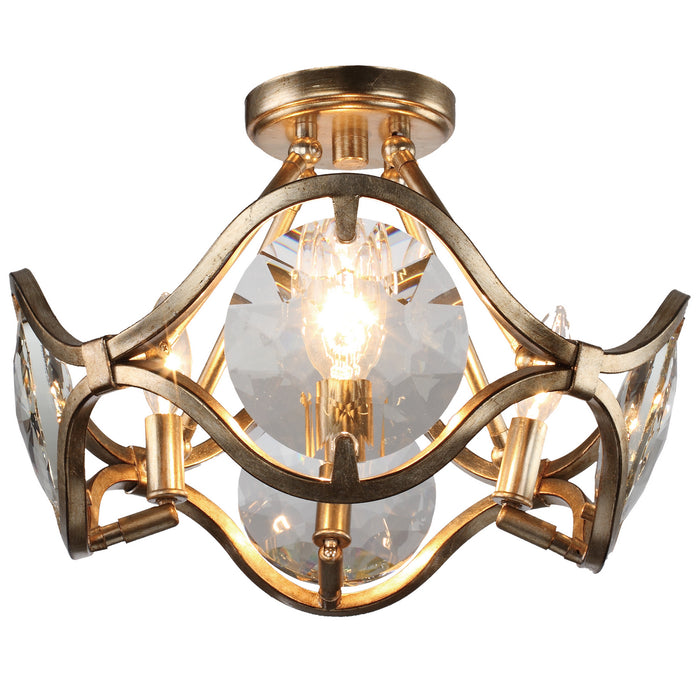 Crystorama QUI-7624-DT Four Light Semi Flush Mount, Distressed Twilight