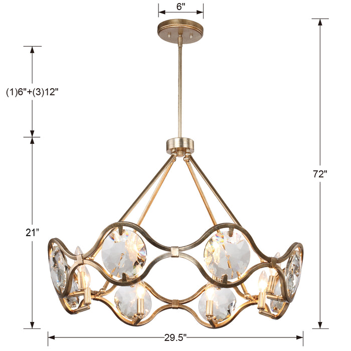 Crystorama QUI-7628-DT Eight Light Chandelier, Distressed Twilight