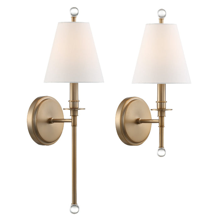 Crystorama RIV-382-AG One Light Wall Sconce, Aged Brass