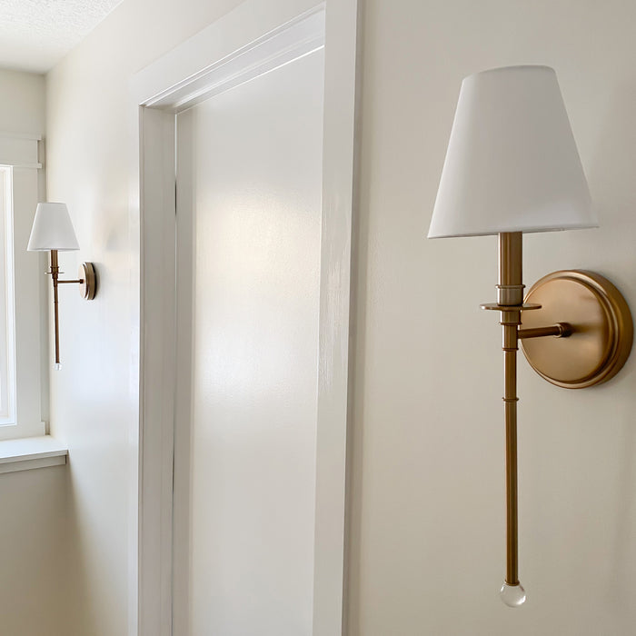 Crystorama RIV-382-AG One Light Wall Sconce, Aged Brass