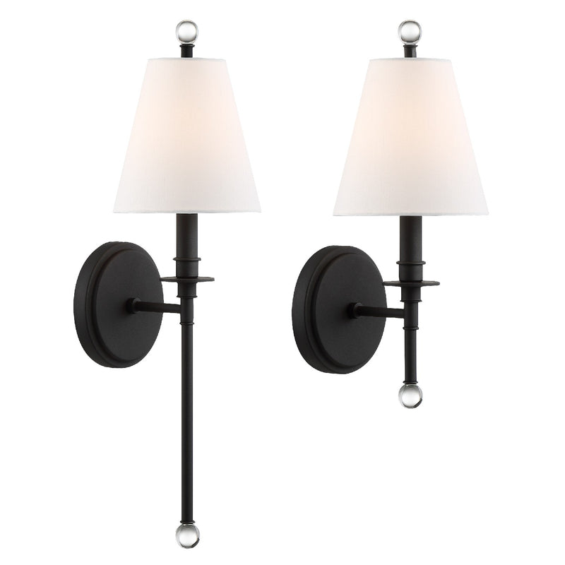 Crystorama RIV-382-BF One Light Wall Sconce, Black Forged
