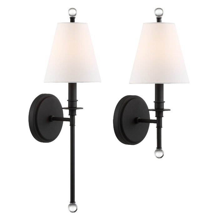Crystorama RIV-382-BF One Light Wall Sconce, Black Forged