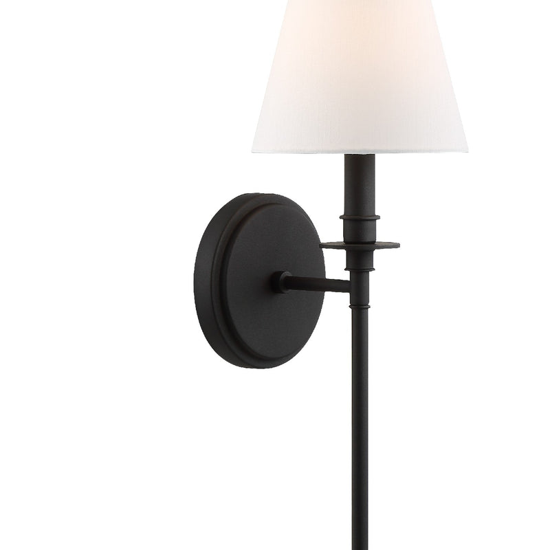 Crystorama RIV-382-BF One Light Wall Sconce, Black Forged