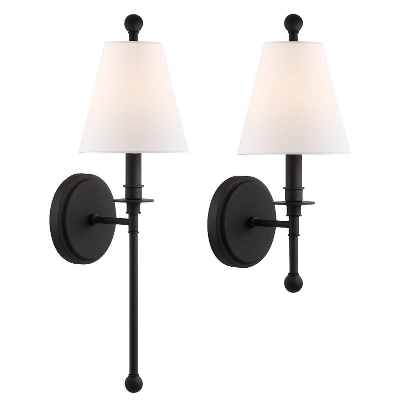 Crystorama RIV-382-BF One Light Wall Sconce, Black Forged
