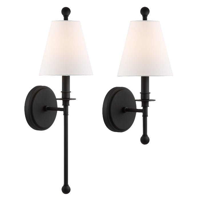 Crystorama RIV-382-BF One Light Wall Sconce, Black Forged