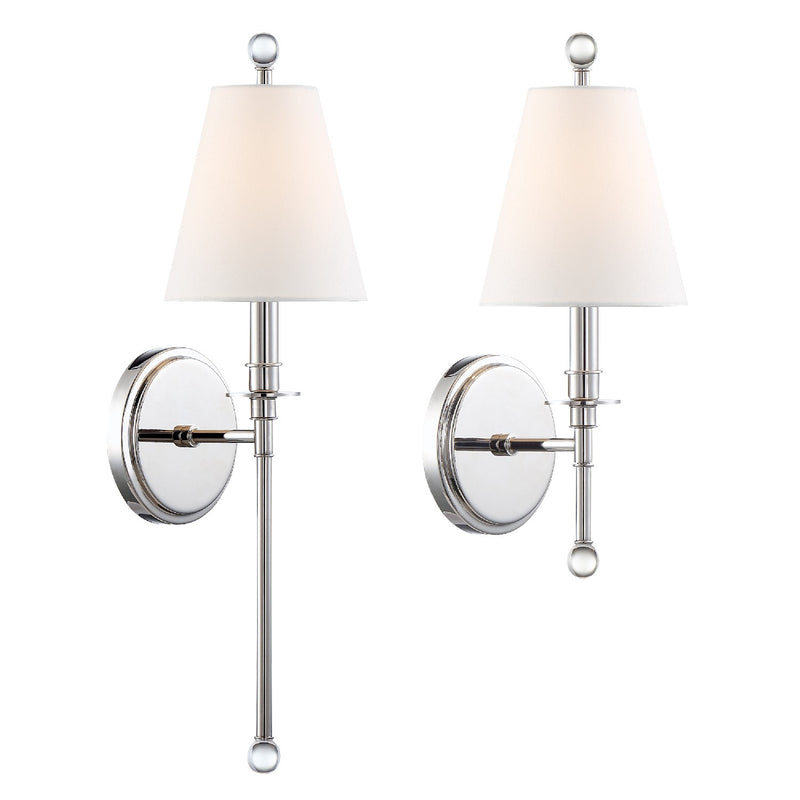 Crystorama RIV-382-PN One Light Wall Sconce, Polished Nickel