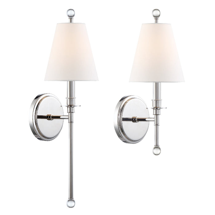 Crystorama RIV-382-PN One Light Wall Sconce, Polished Nickel