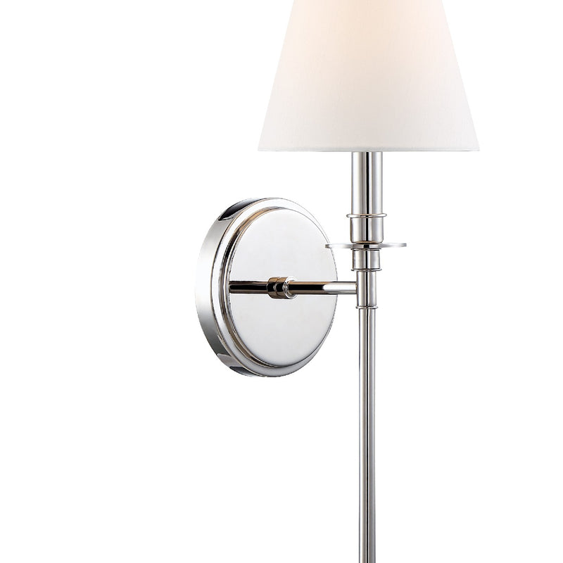 Crystorama RIV-382-PN One Light Wall Sconce, Polished Nickel
