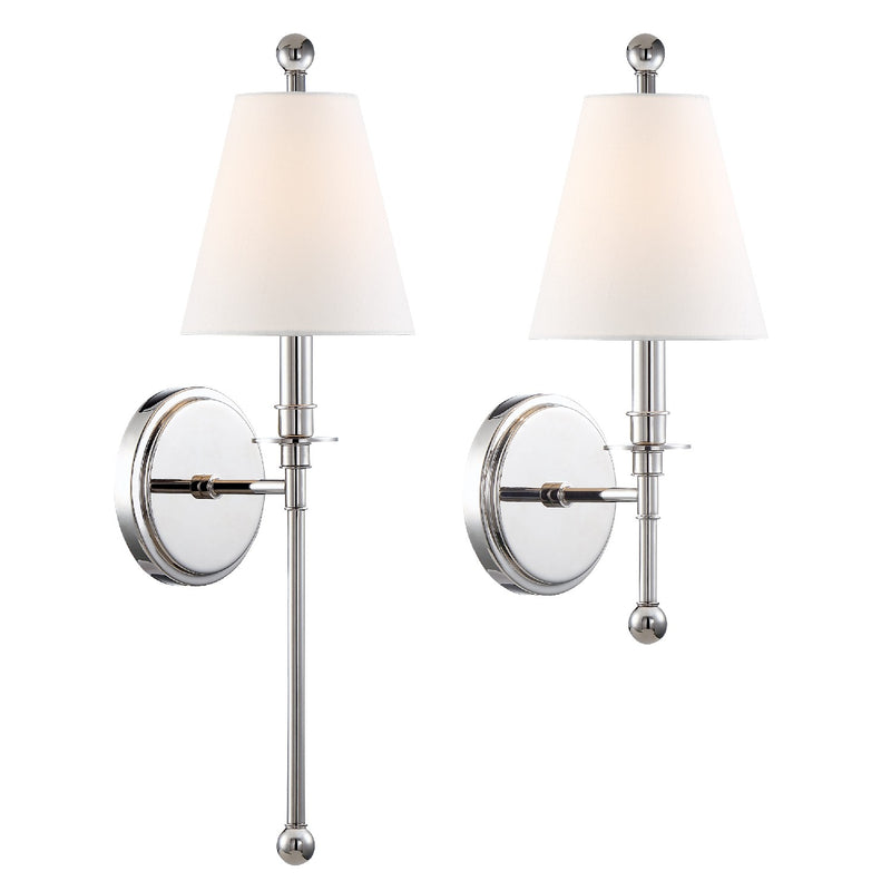 Crystorama RIV-382-PN One Light Wall Sconce, Polished Nickel