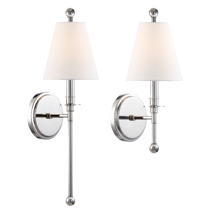 Crystorama RIV-382-PN One Light Wall Sconce, Polished Nickel