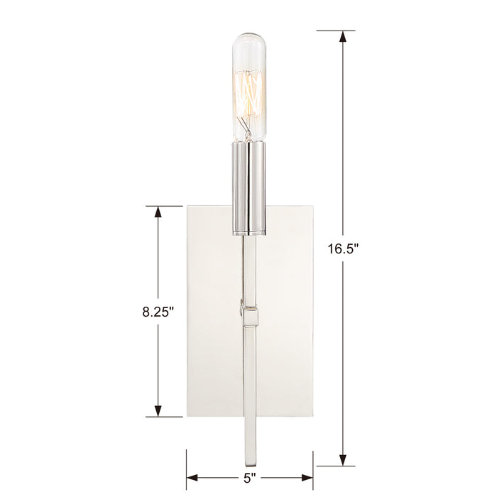Crystorama VER-241-PN One Light Wall Sconce, Polished Nickel