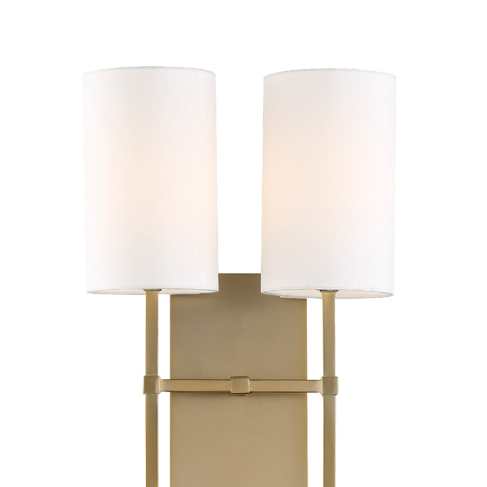 Crystorama VER-242-AG Two Light Wall Sconce, Aged Brass