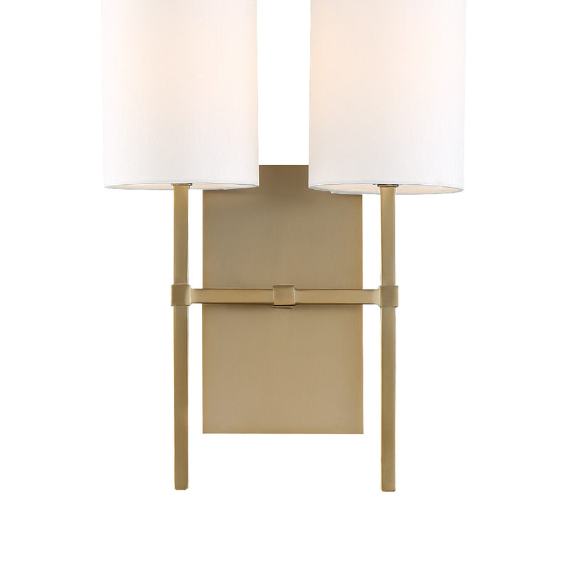 Crystorama VER-242-AG Two Light Wall Sconce, Aged Brass