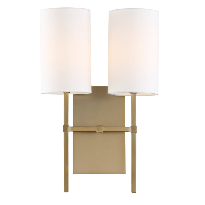 Crystorama VER-242-AG Two Light Wall Sconce, Aged Brass