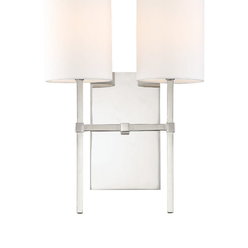 Crystorama VER-242-PN Two Light Wall Sconce, Polished Nickel
