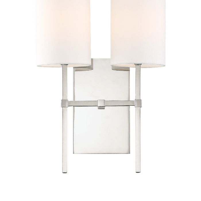 Crystorama VER-242-PN Two Light Wall Sconce, Polished Nickel