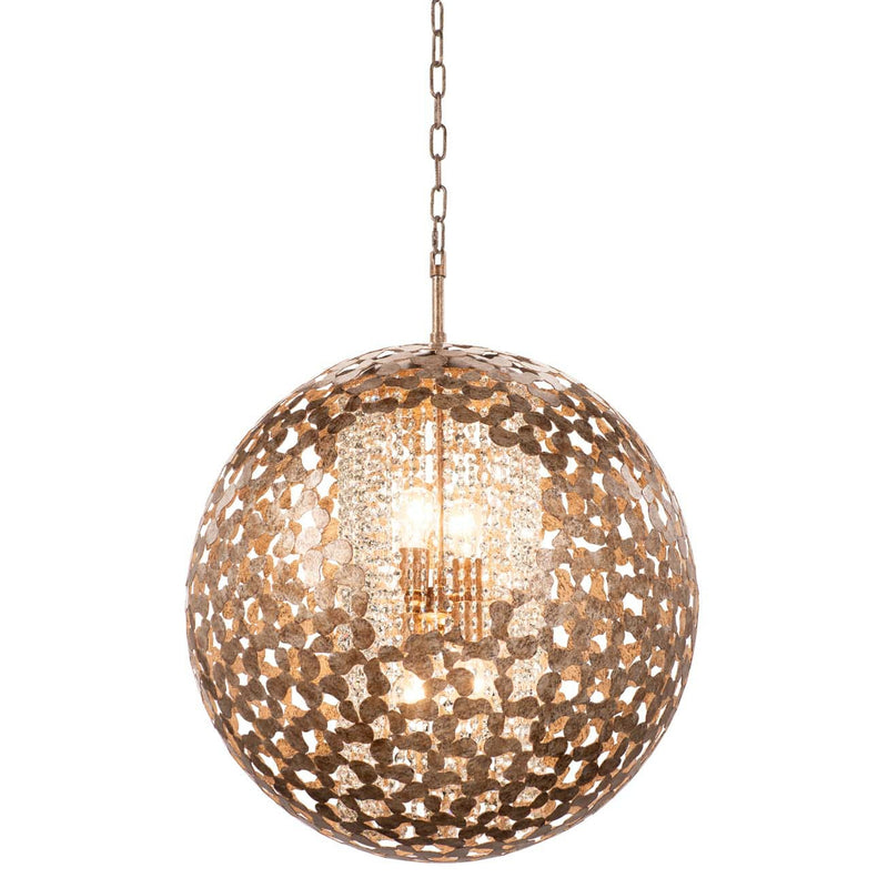 Kalco 306951AF Eight Light Pendant, Antique Silver Leaf
