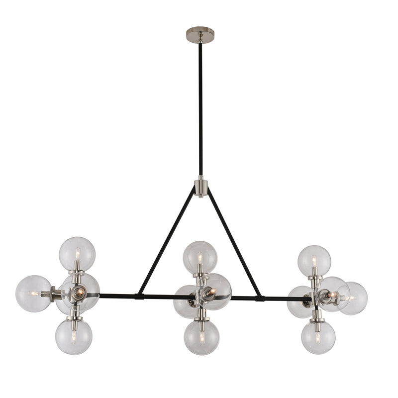 Kalco 315454BPN 14 Light Island Pendant, Matte Black Finish With Nickel Accents