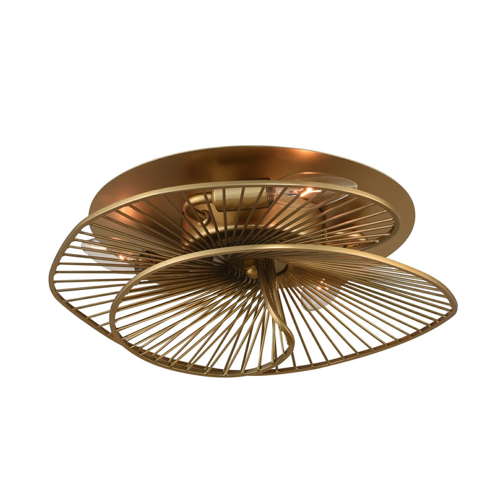 Kalco 315940NRB Three Light Flush Mount, Nordic Brass