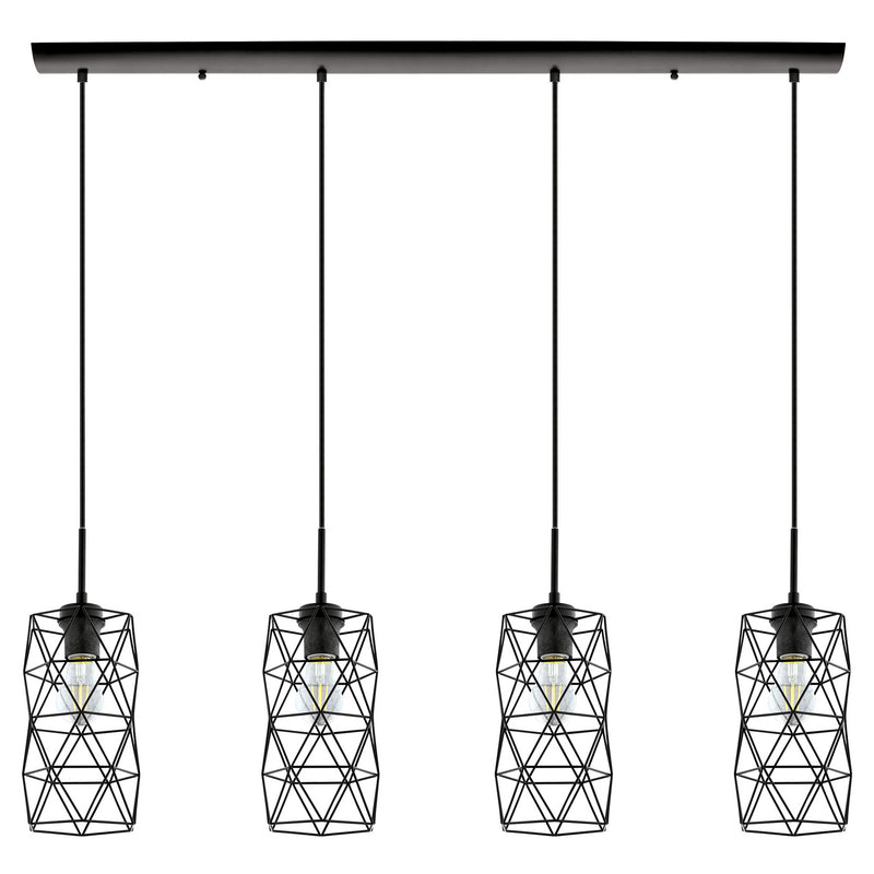 Eglo USA 202359A Four Light Pendant, Matte Black