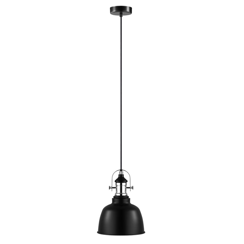 Eglo USA 202422A One Light Pendant, Matte Black & Chrome