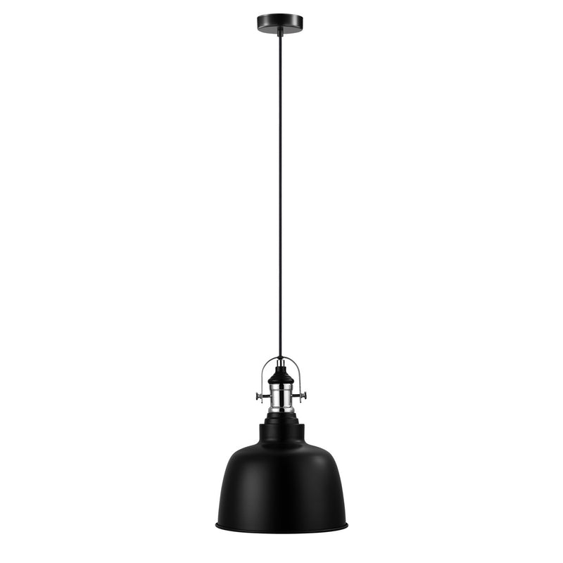 Eglo USA 202423A One Light Pendant, Matte Black & Chrome