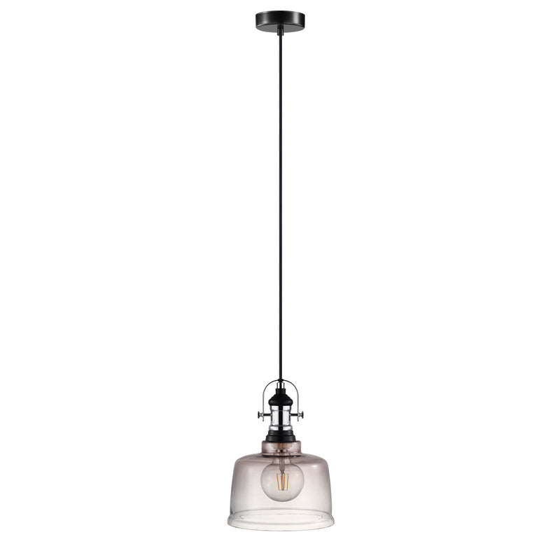 Eglo USA 202424A One Light Pendant, Matte Black & Chrome