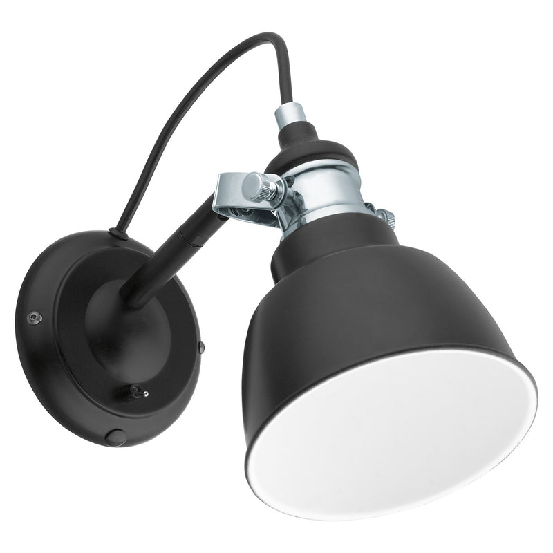Eglo USA 202504A One Light Wall Mount, Matte Black & Chrome