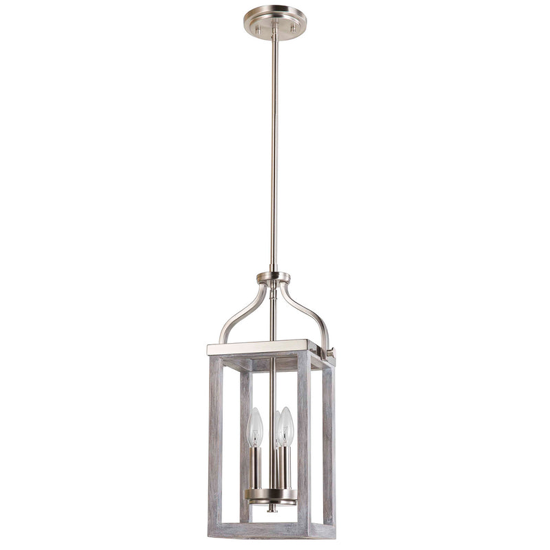 Eglo USA 203107A Three Light Pendant, Acia Wood & Brushed Nickel