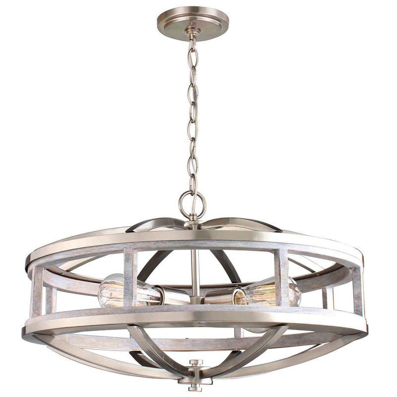 Eglo USA 203108A Four Light Chandelier, Acia Wood & Brushed Nickel