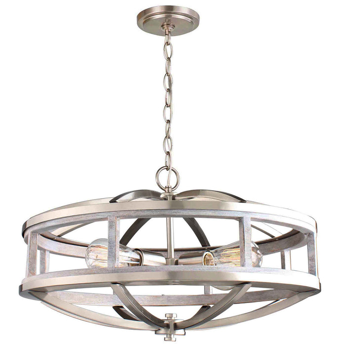 Eglo USA 203108A Four Light Chandelier, Acia Wood & Brushed Nickel